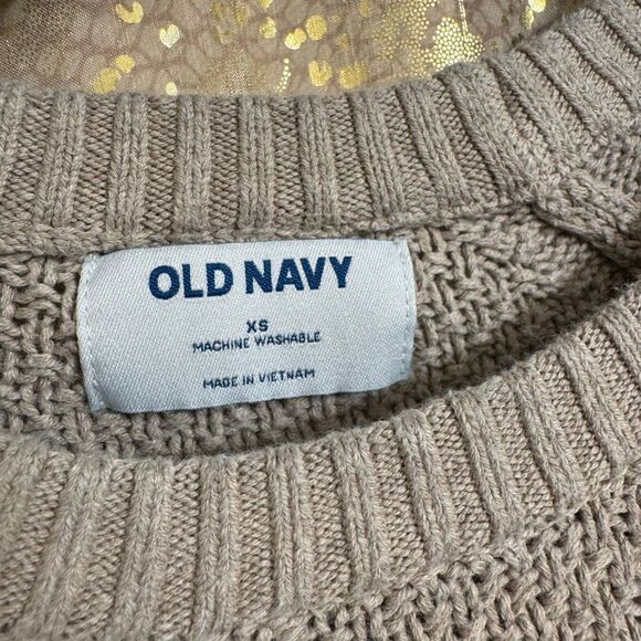 Old Navy Beige Taupe Natural Loose Textured Tunic Knit Sweater XS - Picture 3 of 11